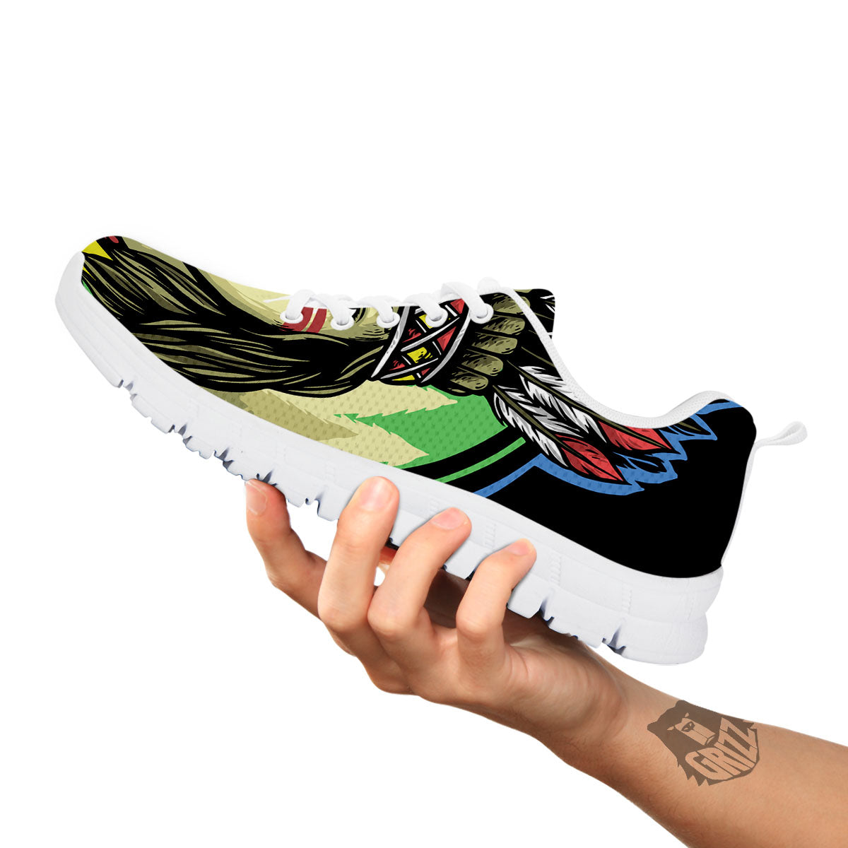 Woman Portrait Native Indian Print White Sneaker-grizzshop