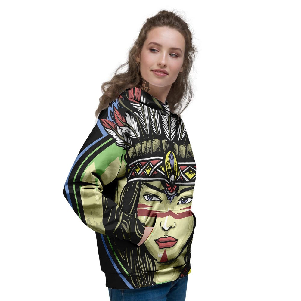 Woman Portrait Native Indian Print Women's Hoodie-grizzshop