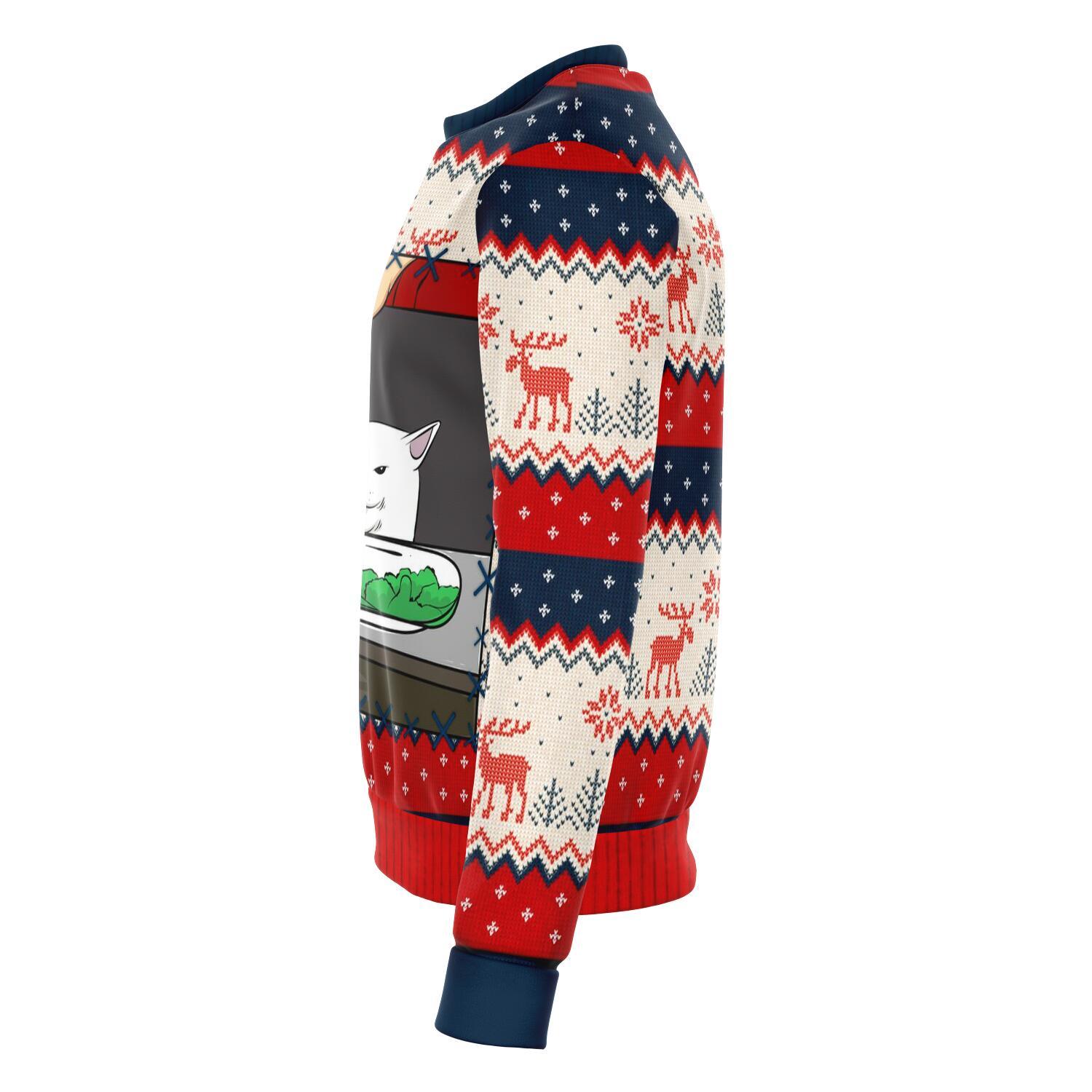 Woman Yelling at Smudge the Cat Meme V1 Christmas Ugly Sweater-grizzshop