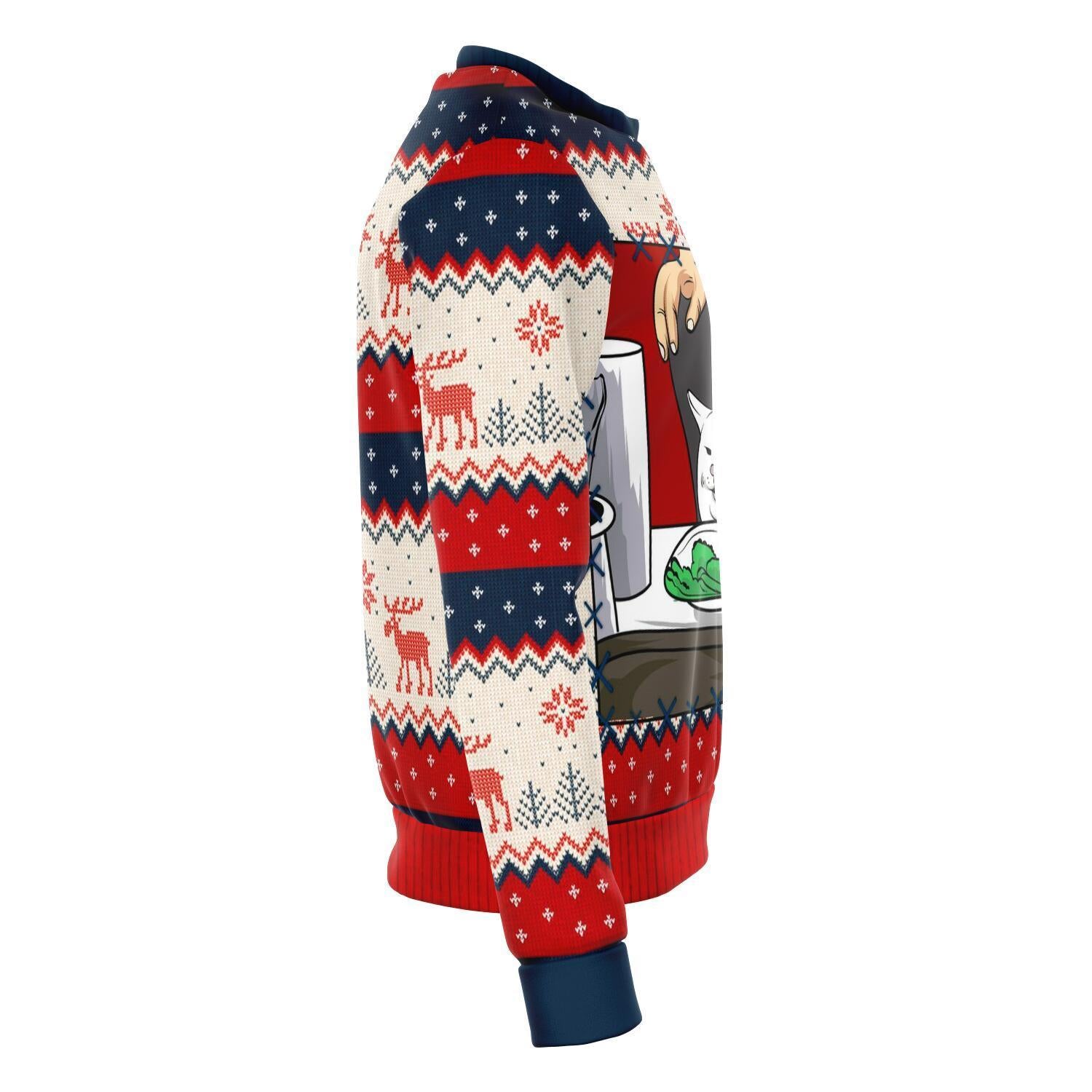 Woman Yelling at Smudge the Cat Meme V1 Christmas Ugly Sweater-grizzshop