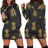 Women Black Gold Pineapple Hawaiian Hoodie Dress Print-grizzshop