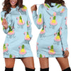 Women Blue Flamingo Pineapple Hoodie Dress Print-grizzshop