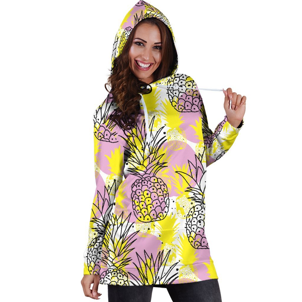 Women Premium Drawing Pineapple Hoodie Dress Print-grizzshop
