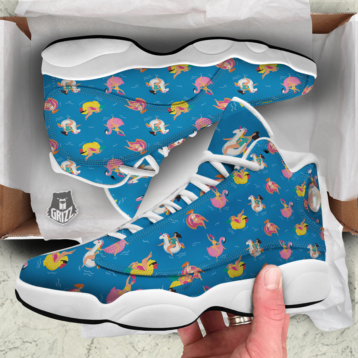 Women Swimming In The Sea Print Pattern White Basketball Shoes-grizzshop