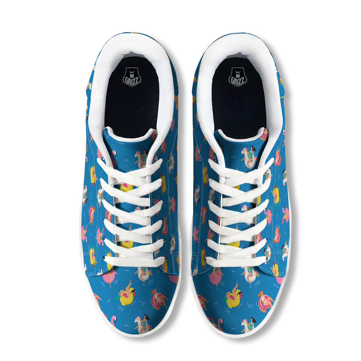 Women Swimming In The Sea Print Pattern White Low Top Sneakers-grizzshop