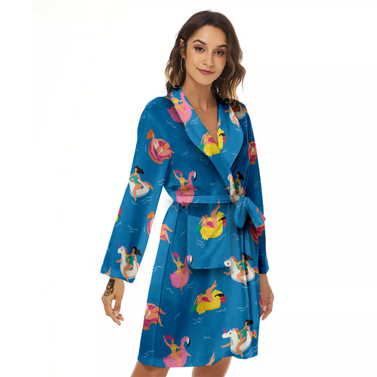 Women Swimming In The Sea Print Pattern Women's Robe-grizzshop