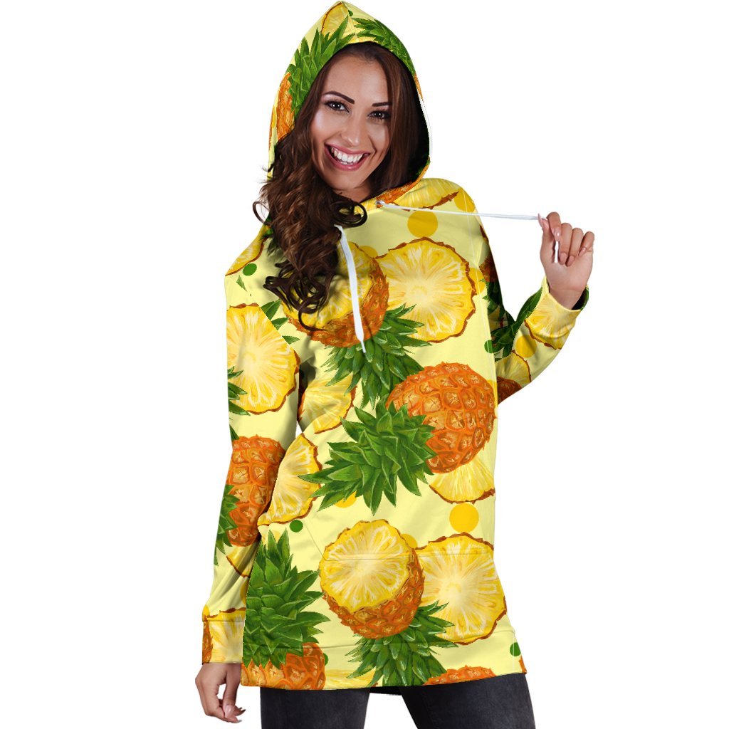 Women Big Cutting Pineapple Hawaiian Hoodie Dress Print-grizzshop