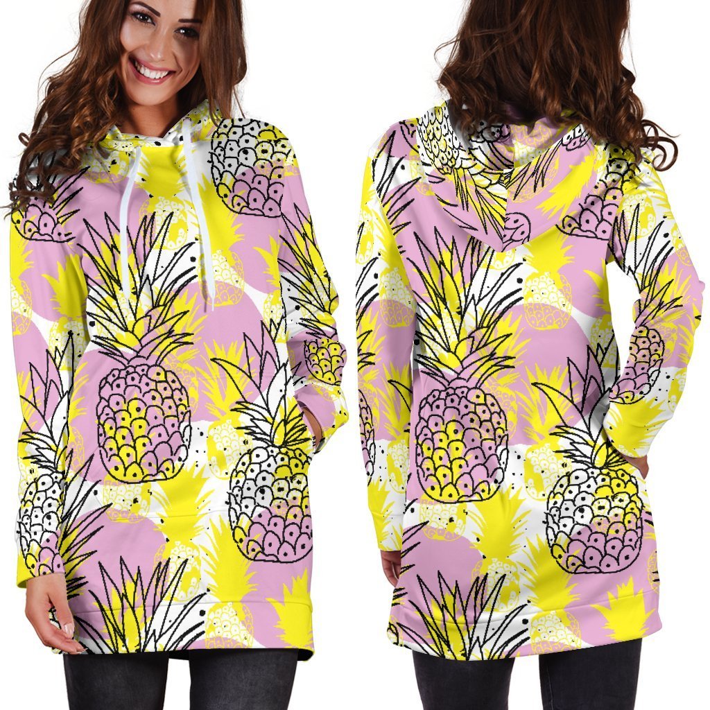 Women Premium Drawing Pineapple Hoodie Dress Print-grizzshop