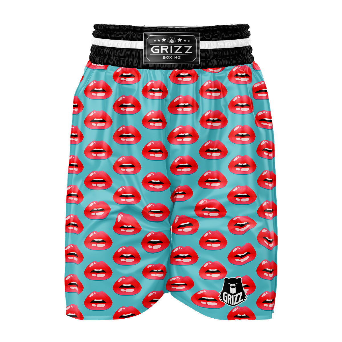 Women's Lips Print Pattern Boxing Shorts-grizzshop