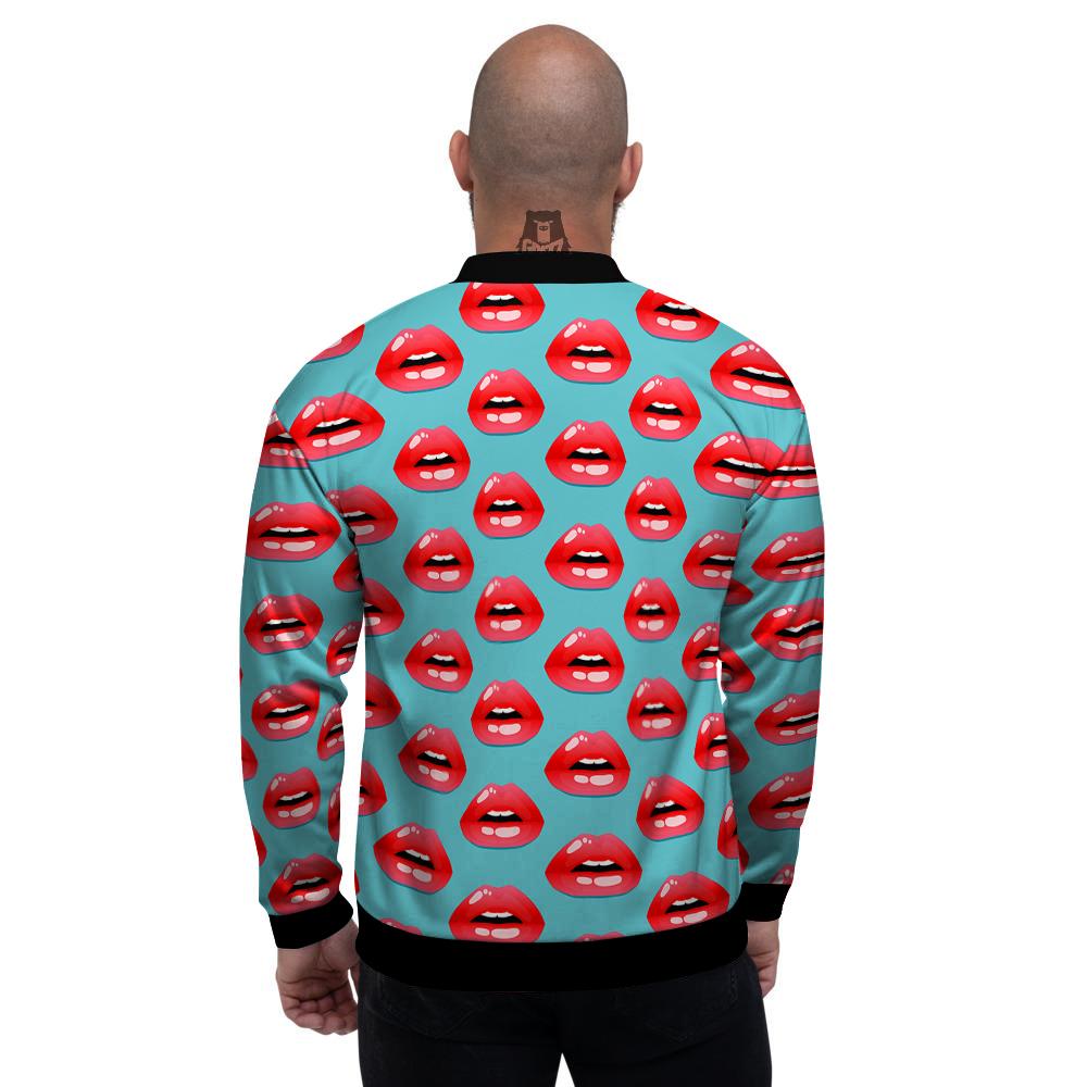 Women's Lips Print Pattern Men's Bomber Jacket-grizzshop