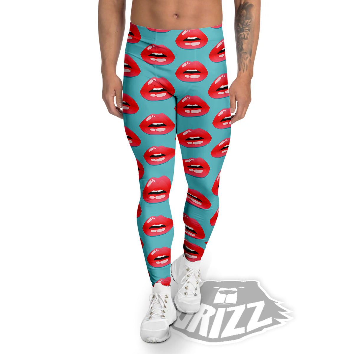 Women's Lips Print Pattern Men's Leggings-grizzshop