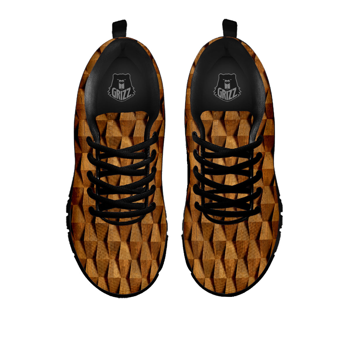 Wood Wall 3D Print Pattern Black Sneaker-grizzshop