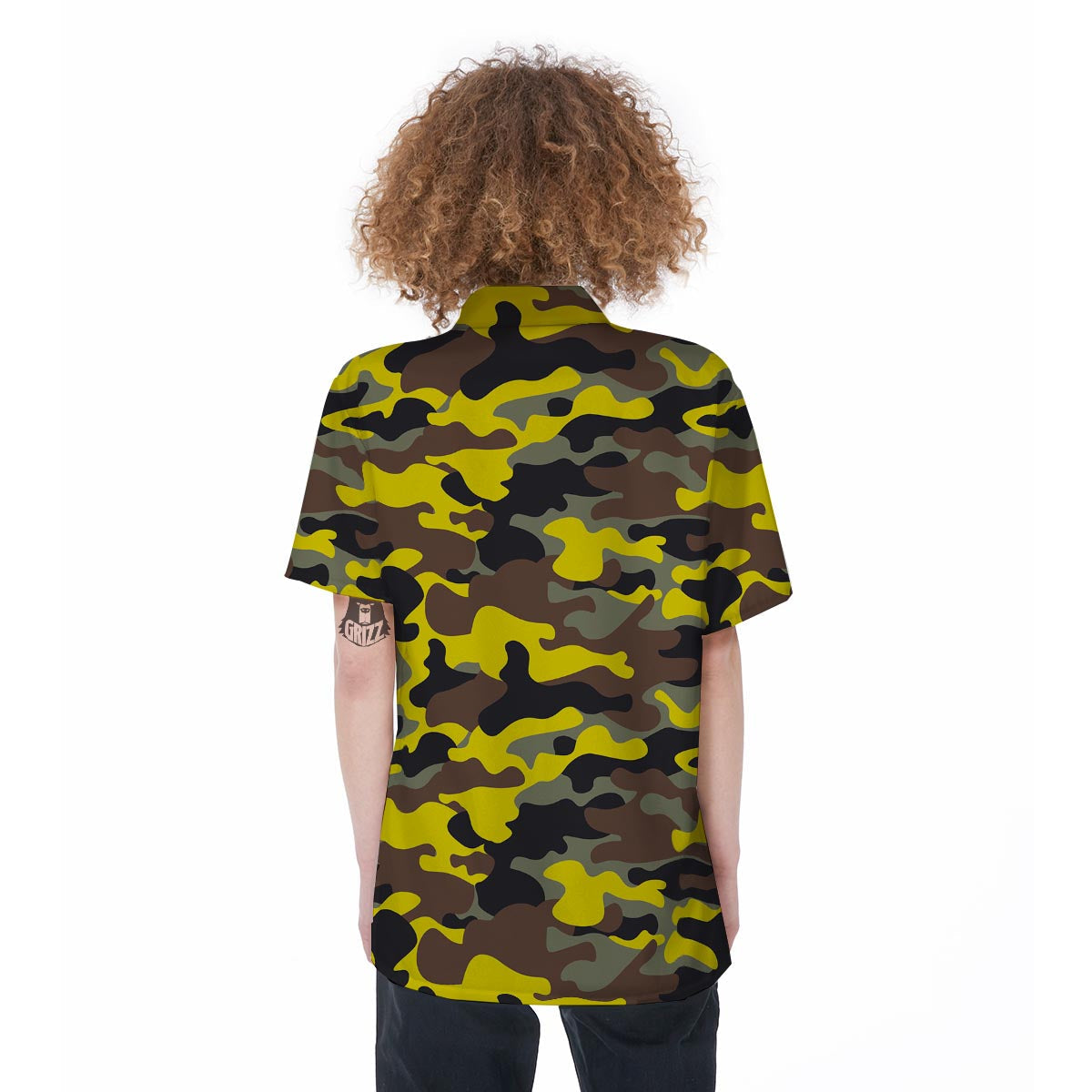 Woodland And Yellow Camo Print Women's Short Sleeve Shirts-grizzshop
