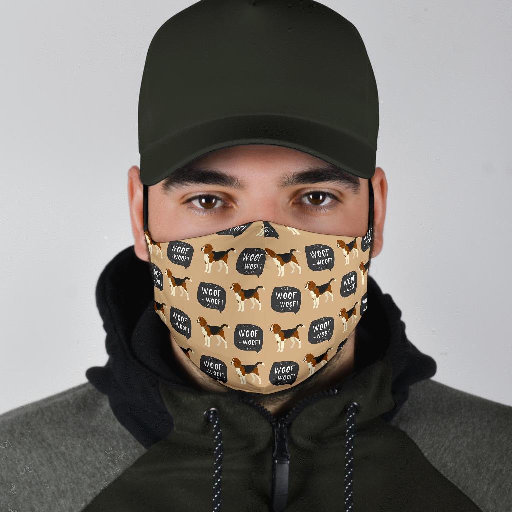 Woof Woof Beagle Pattern Print Face Mask-grizzshop