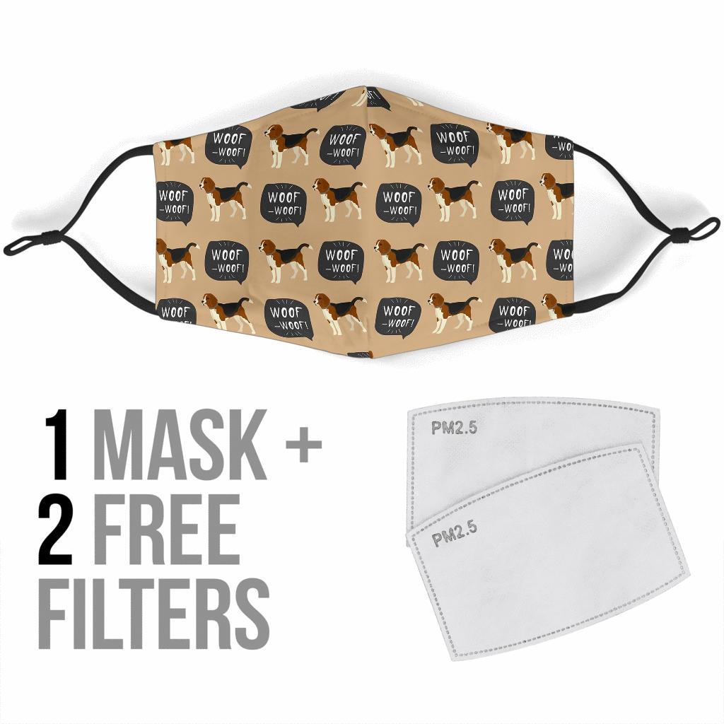 Woof Woof Beagle Pattern Print Face Mask-grizzshop