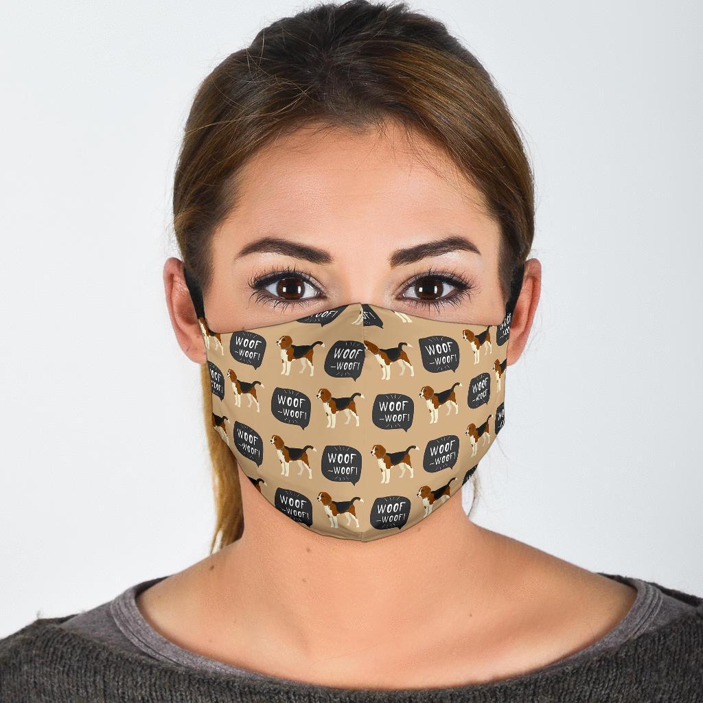 Woof Woof Beagle Pattern Print Face Mask-grizzshop
