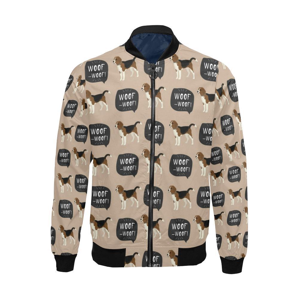 Woof Woof Beagle Pattern Print Men's Bomber Jacket-grizzshop