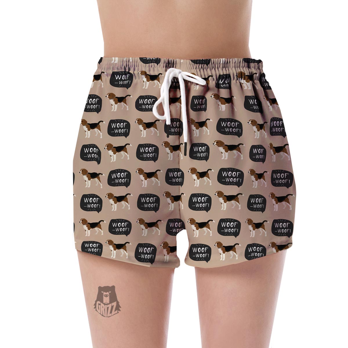 Woof Woof Beagle Pattern Print Women's Shorts-grizzshop