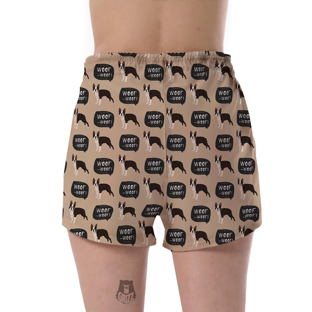 Woof Woof Boston Terrier Pattern Print Women's Shorts-grizzshop
