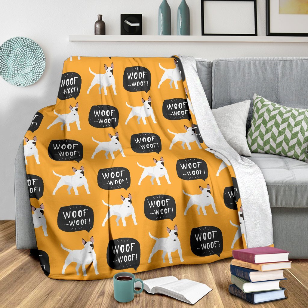 Woof Woof Bull Terrier Pattern Print Blanket-grizzshop