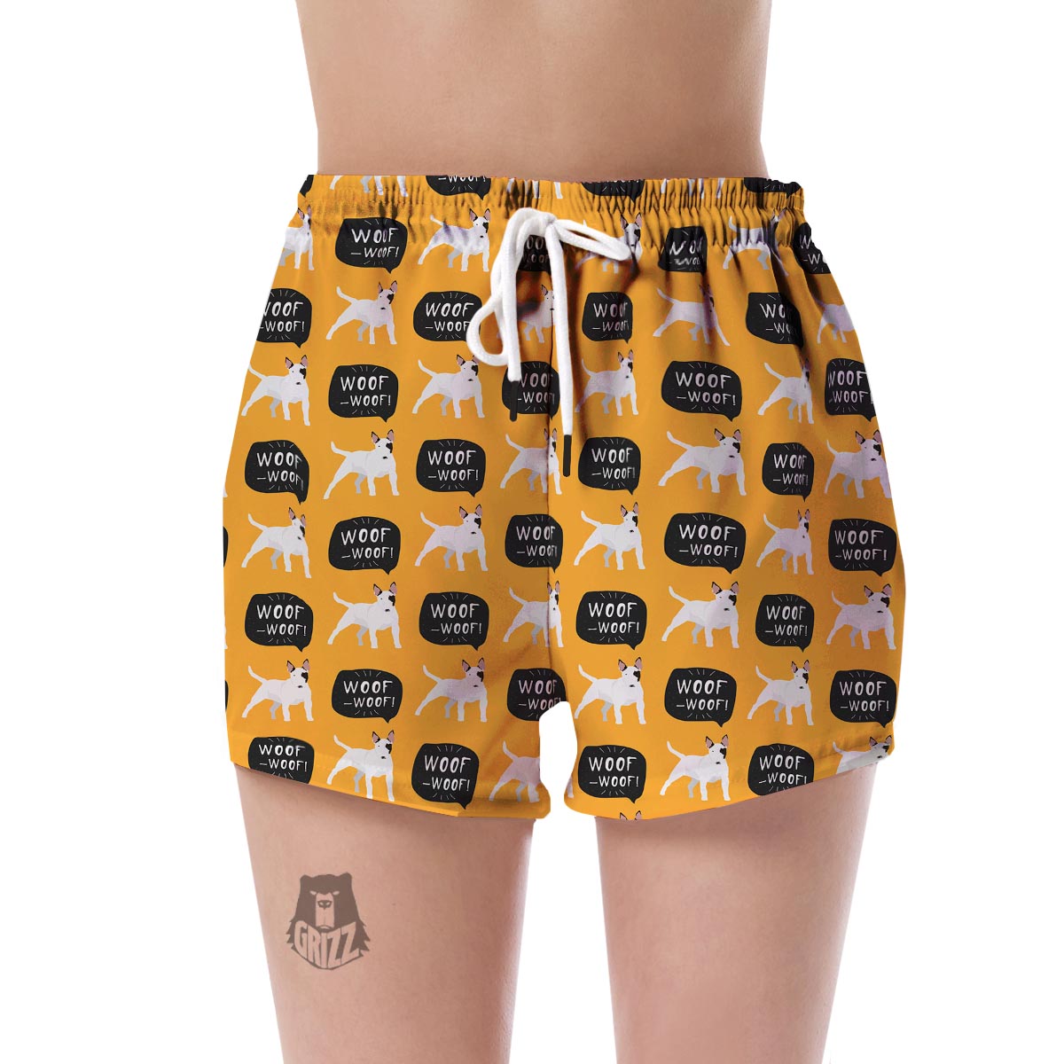 Woof Woof Bull Terrier Pattern Print Women's Shorts-grizzshop