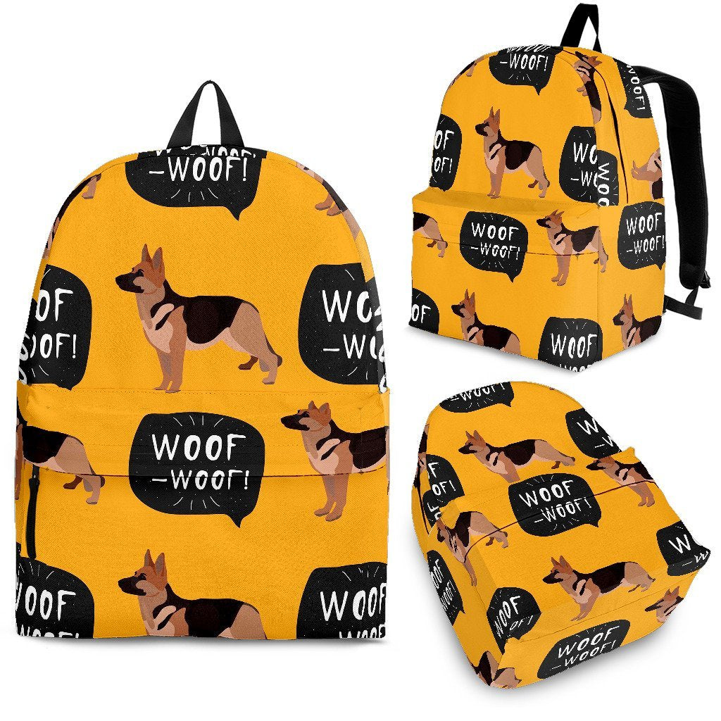 Woof Woof German Shepherd Pattern Print Backpack-grizzshop