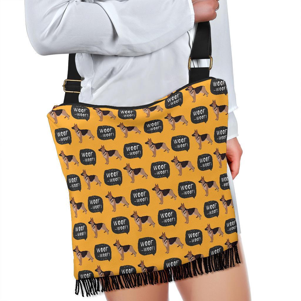 Woof Woof German Shepherd Pattern Print Crossbody Bags-grizzshop