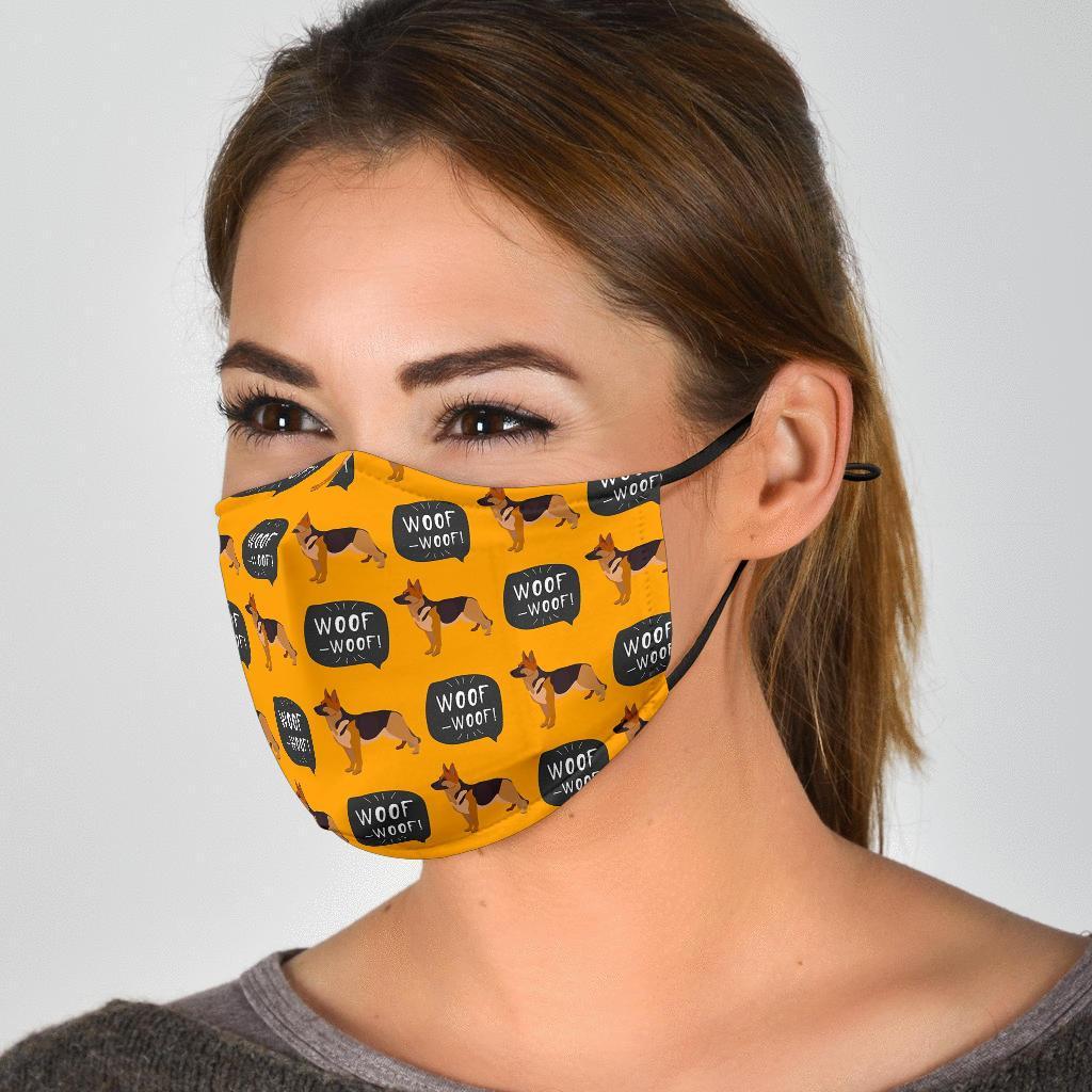 Woof Woof German Shepherd Pattern Print Face Mask-grizzshop