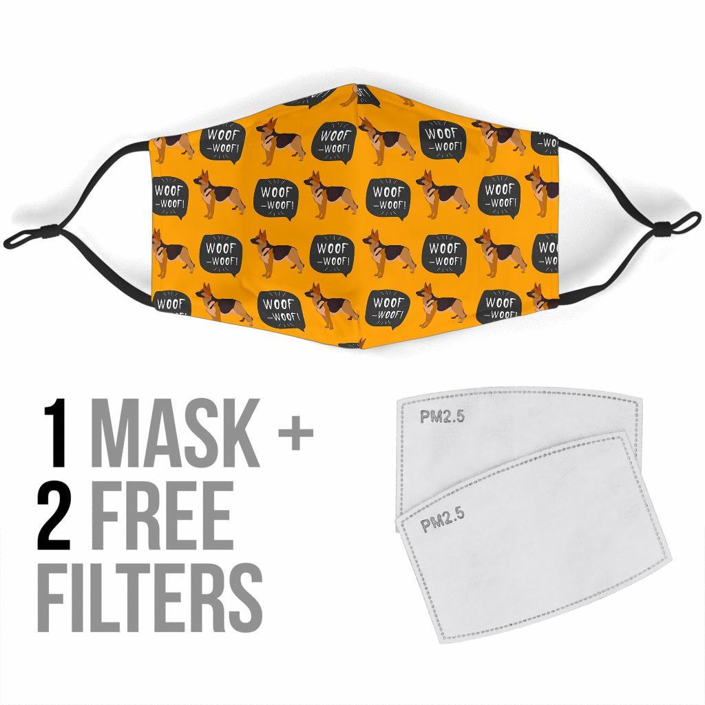 Woof Woof German Shepherd Pattern Print Face Mask-grizzshop