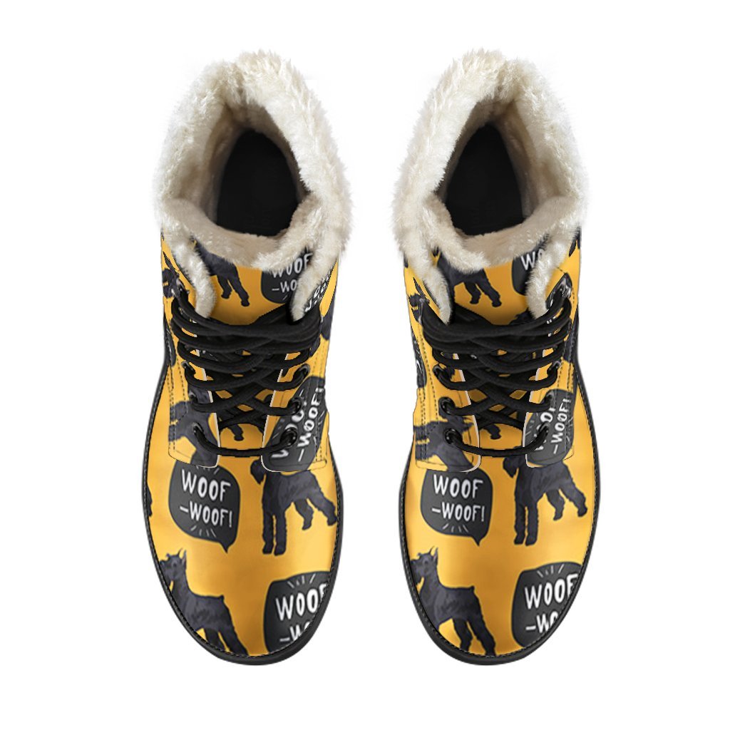 Woof Woof Schnauzer Dog Print Pattern Comfy Winter Boots-grizzshop
