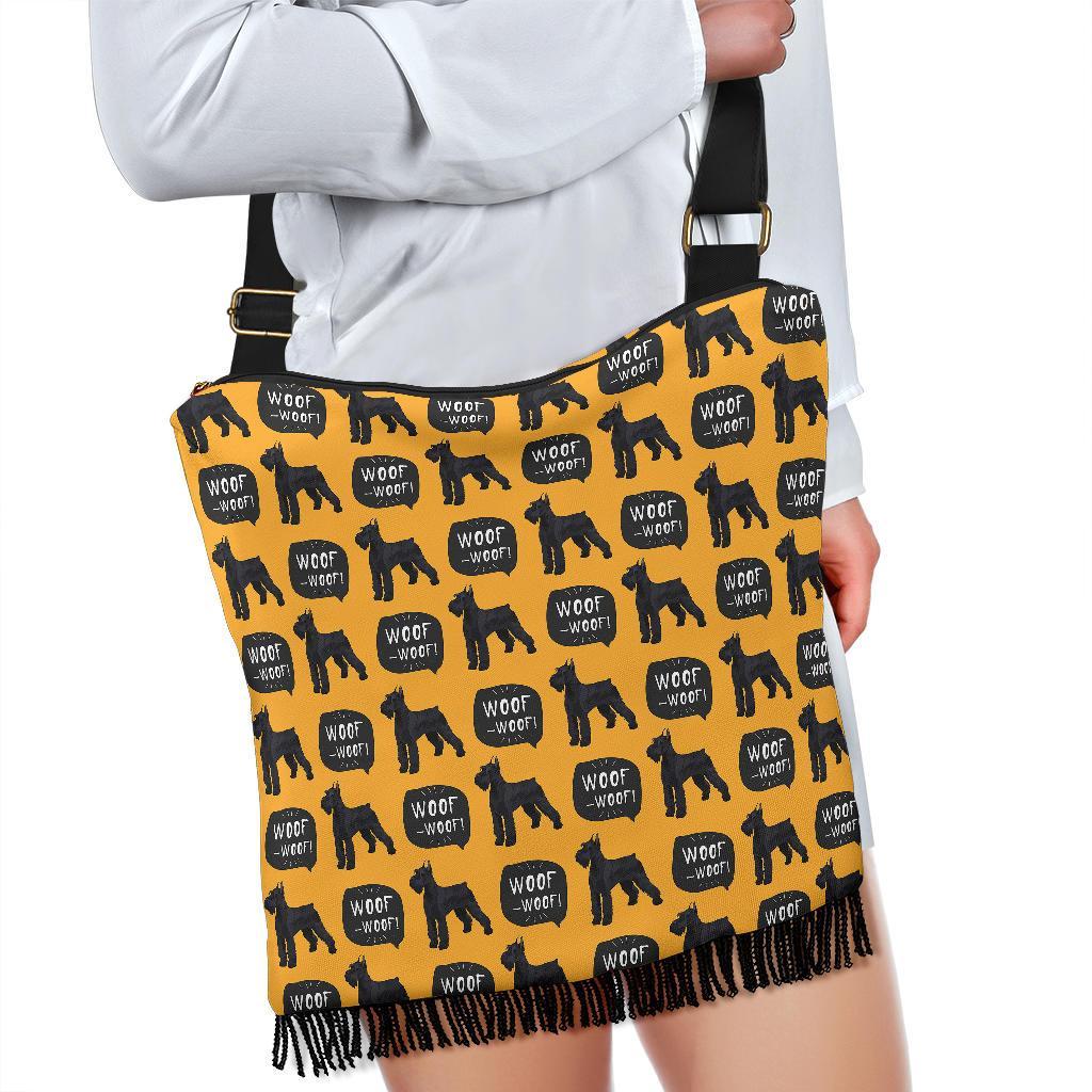 Woof Woof Schnauzer Dog Print Pattern Crossbody Bags-grizzshop