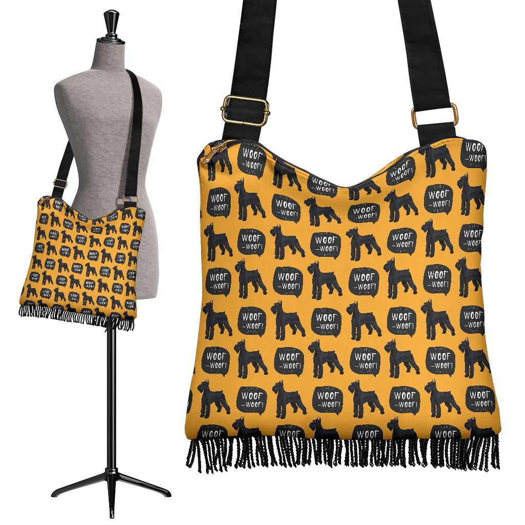 Woof Woof Schnauzer Dog Print Pattern Crossbody Bags-grizzshop