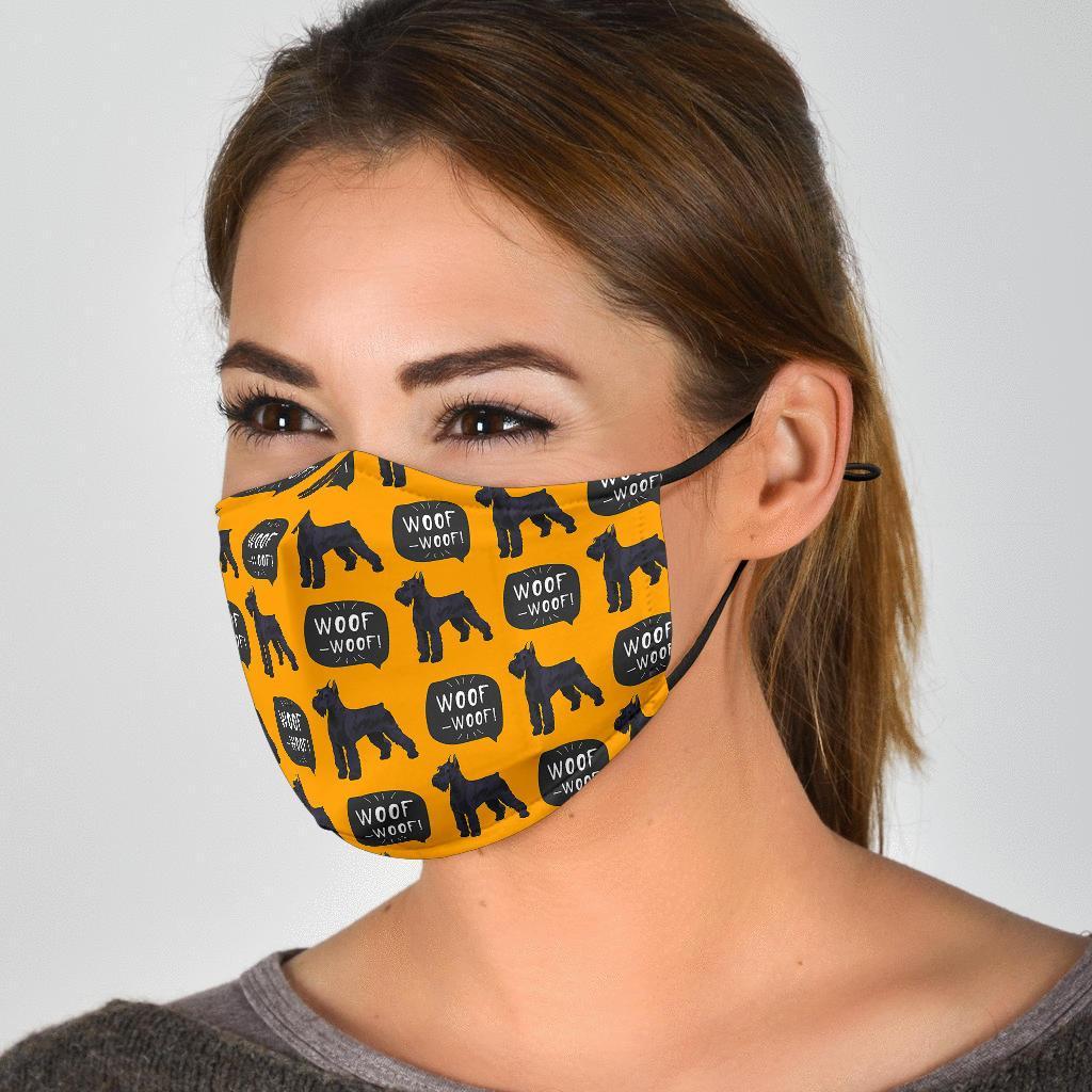 Woof Woof Schnauzer Dog Print Pattern Face Mask-grizzshop