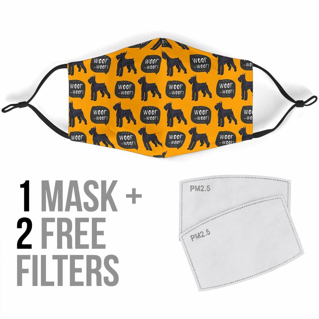 Woof Woof Schnauzer Dog Print Pattern Face Mask-grizzshop