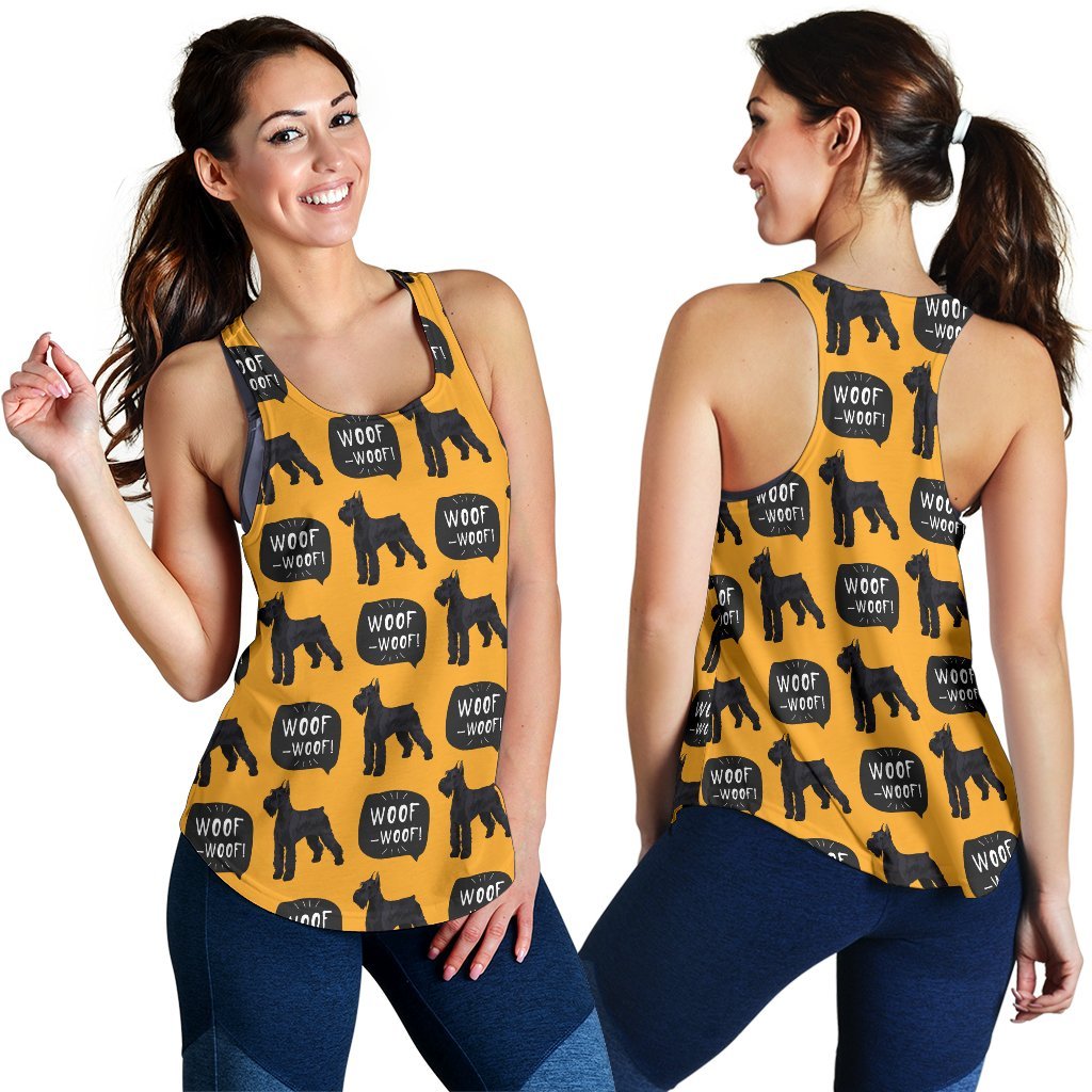 Woof Woof Schnauzer Dog Print Pattern Women's Racerback Tank Tops-grizzshop