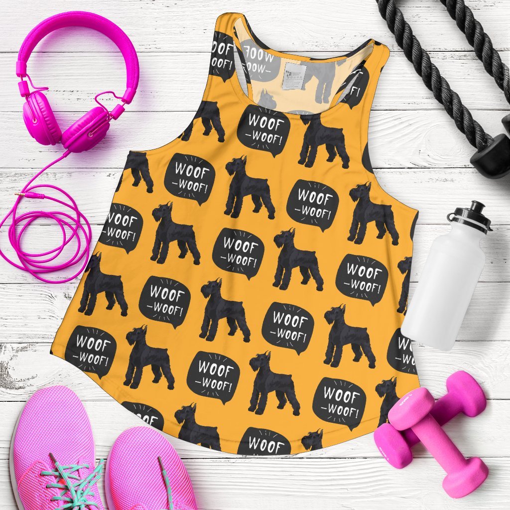 Woof Woof Schnauzer Dog Print Pattern Women's Racerback Tank Tops-grizzshop