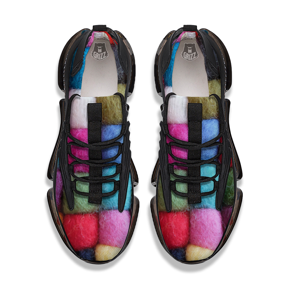 Wool Yarns Colorful Print Black Gym Shoes-grizzshop