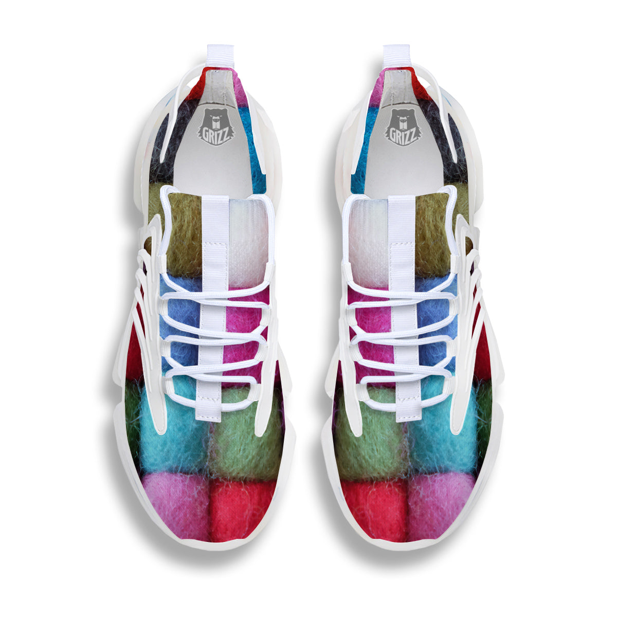 Wool Yarns Colorful Print White Gym Shoes-grizzshop