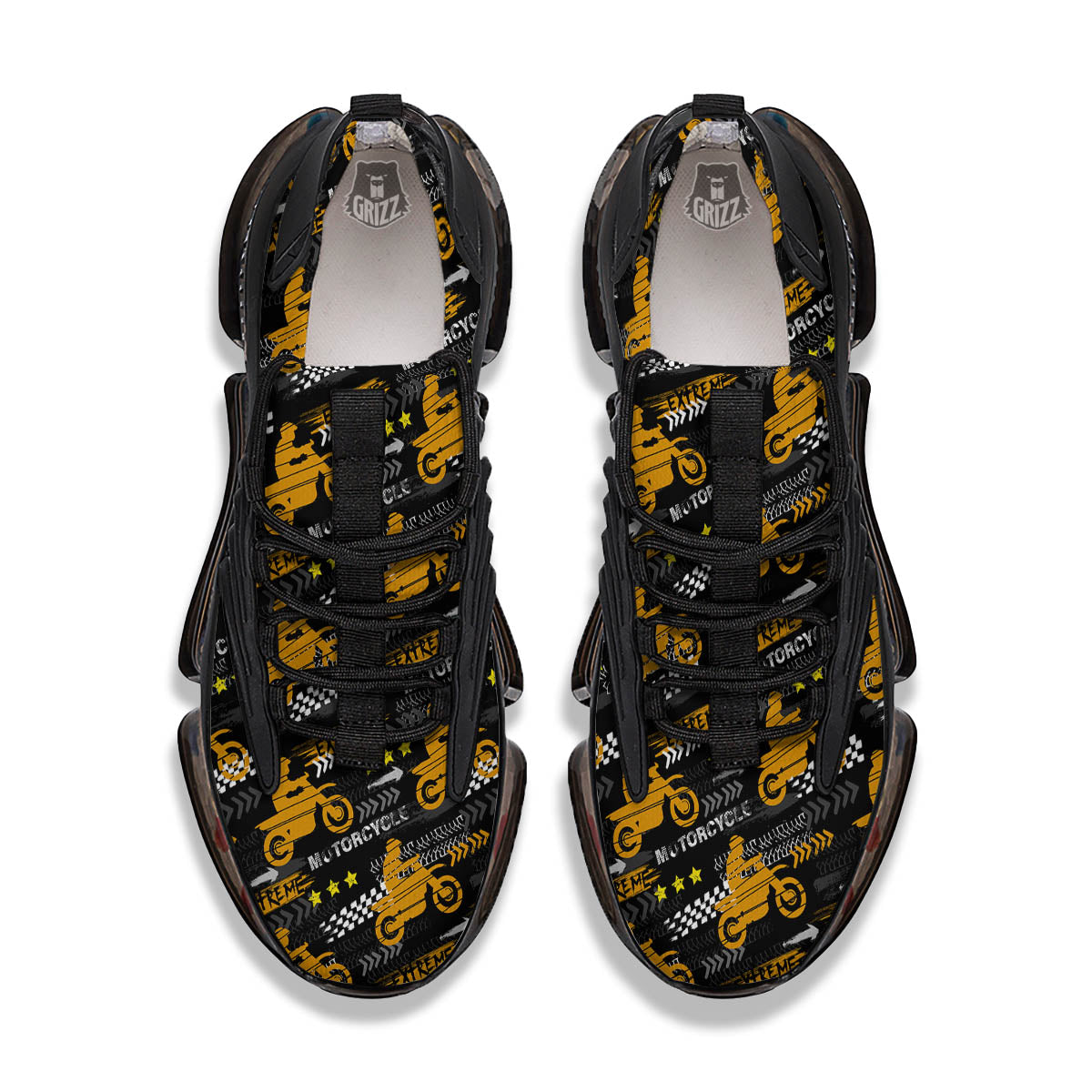 Words Motorcycle Print Pattern Black Gym Shoes-grizzshop