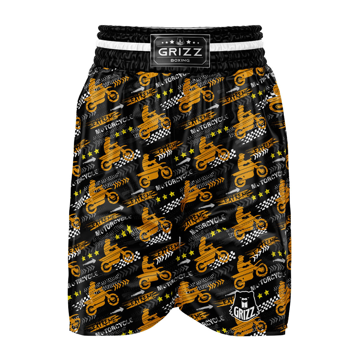 Words Motorcycle Print Pattern Boxing Shorts-grizzshop