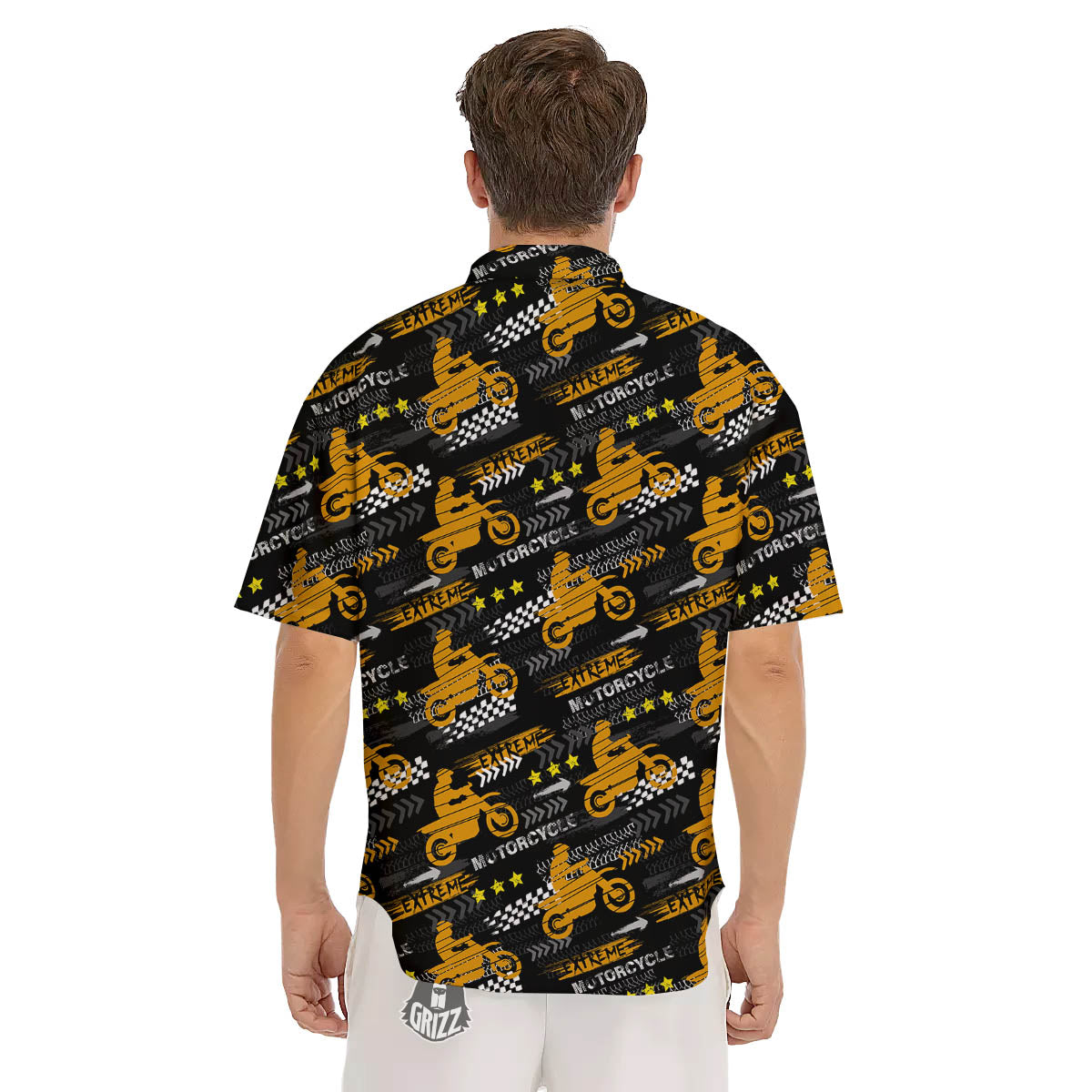Words Motorcycle Print Pattern Men's Short Sleeve Shirts-grizzshop
