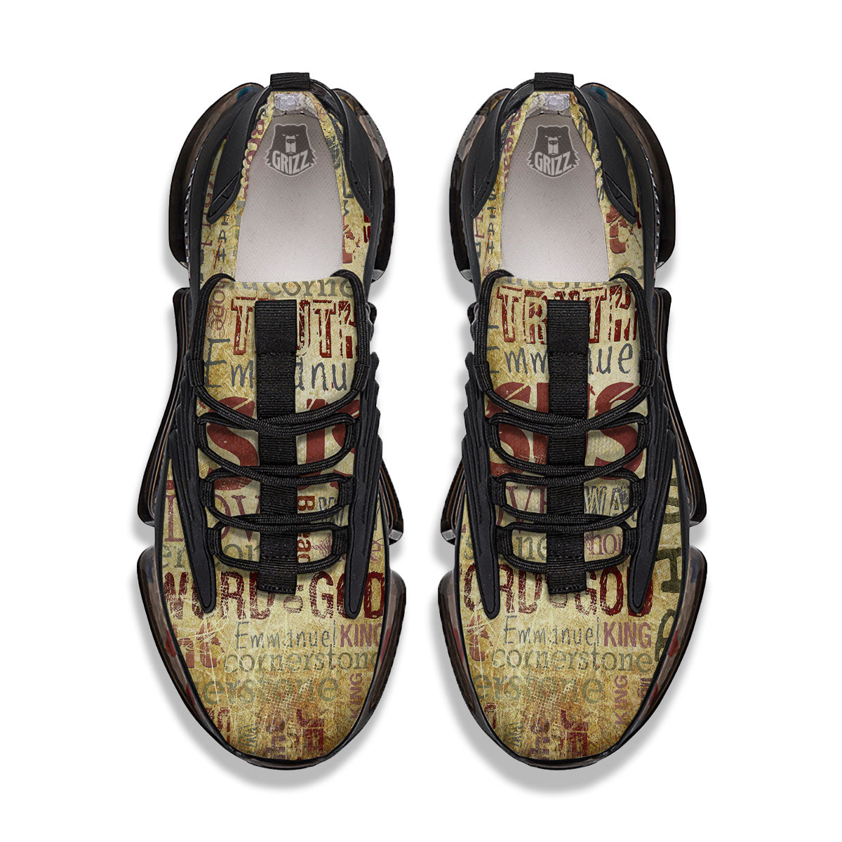 Words Old Religious Print Black Gym Shoes-grizzshop