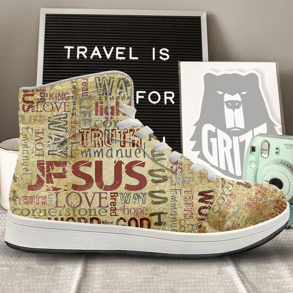 Words Old Religious Print High Top Sneakers-grizzshop