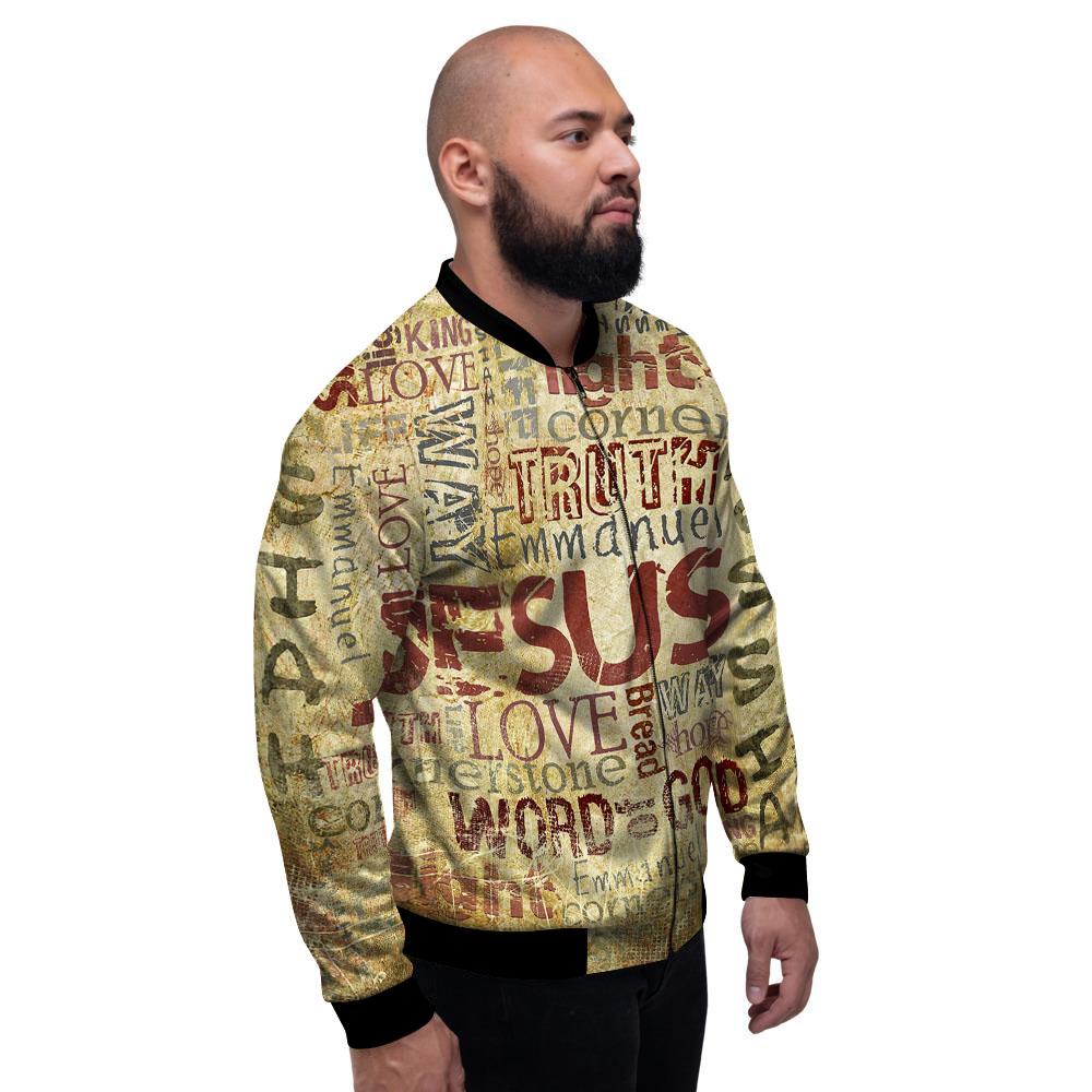 Words Old Religious Print Men's Bomber Jacket-grizzshop