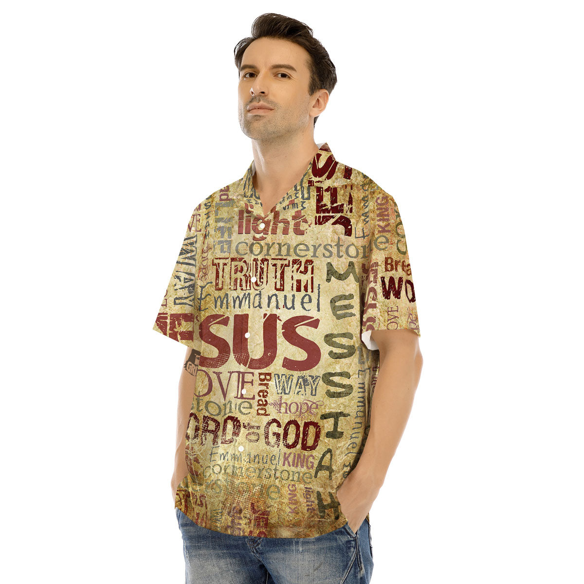 Words Old Religious Print Men's Hawaiian Shirt-grizzshop