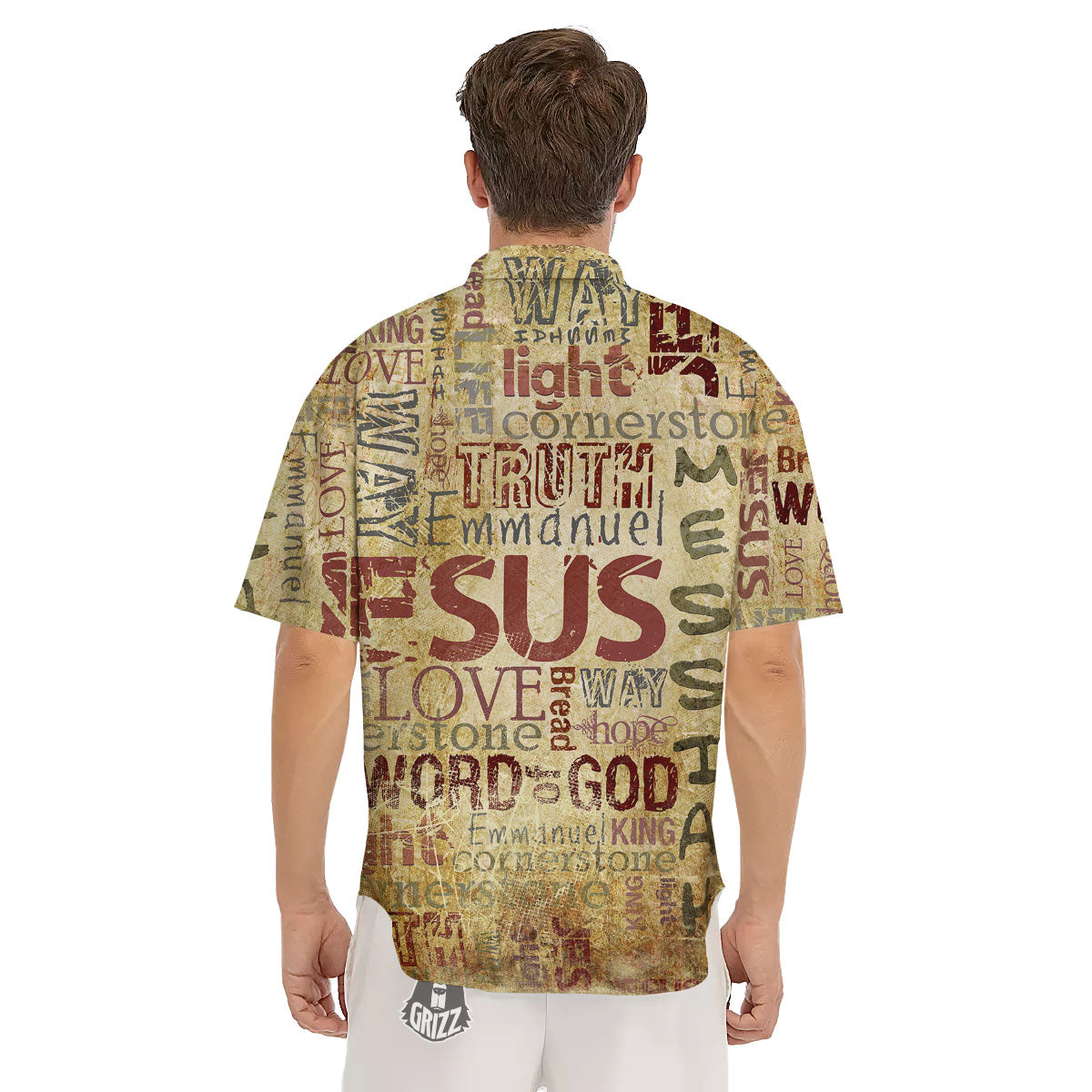 Words Old Religious Print Men's Short Sleeve Shirts-grizzshop