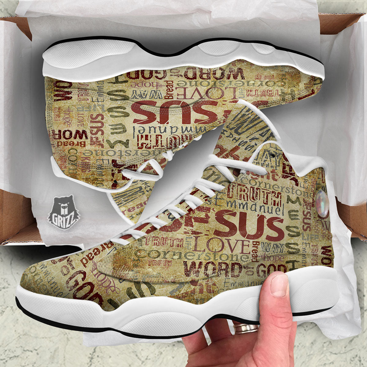 Words Old Religious Print White Basketball Shoes-grizzshop