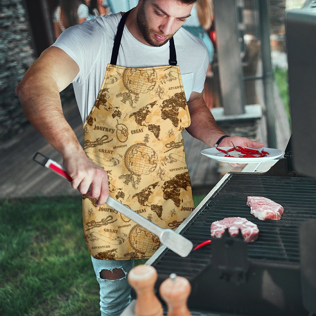 World Map Pattern Print Men's Apron-grizzshop
