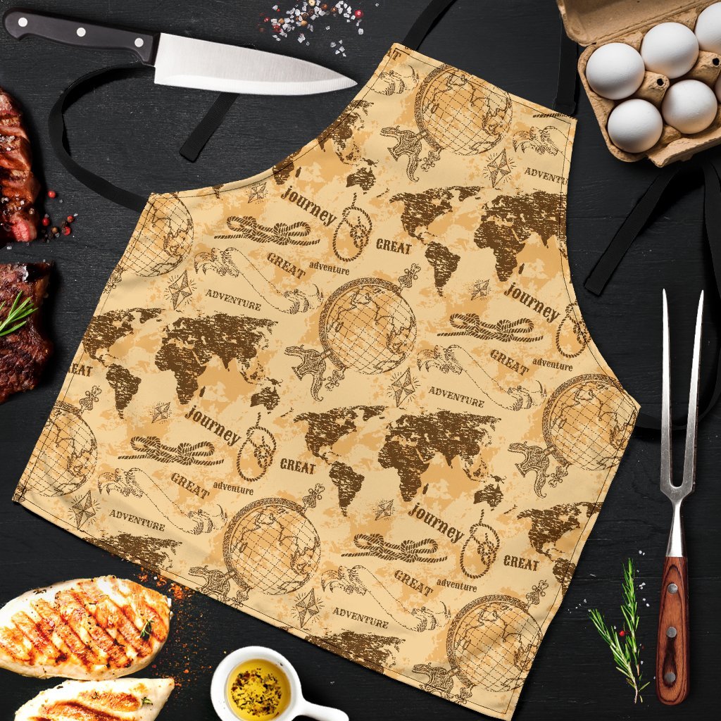 World Map Pattern Print Men's Apron-grizzshop
