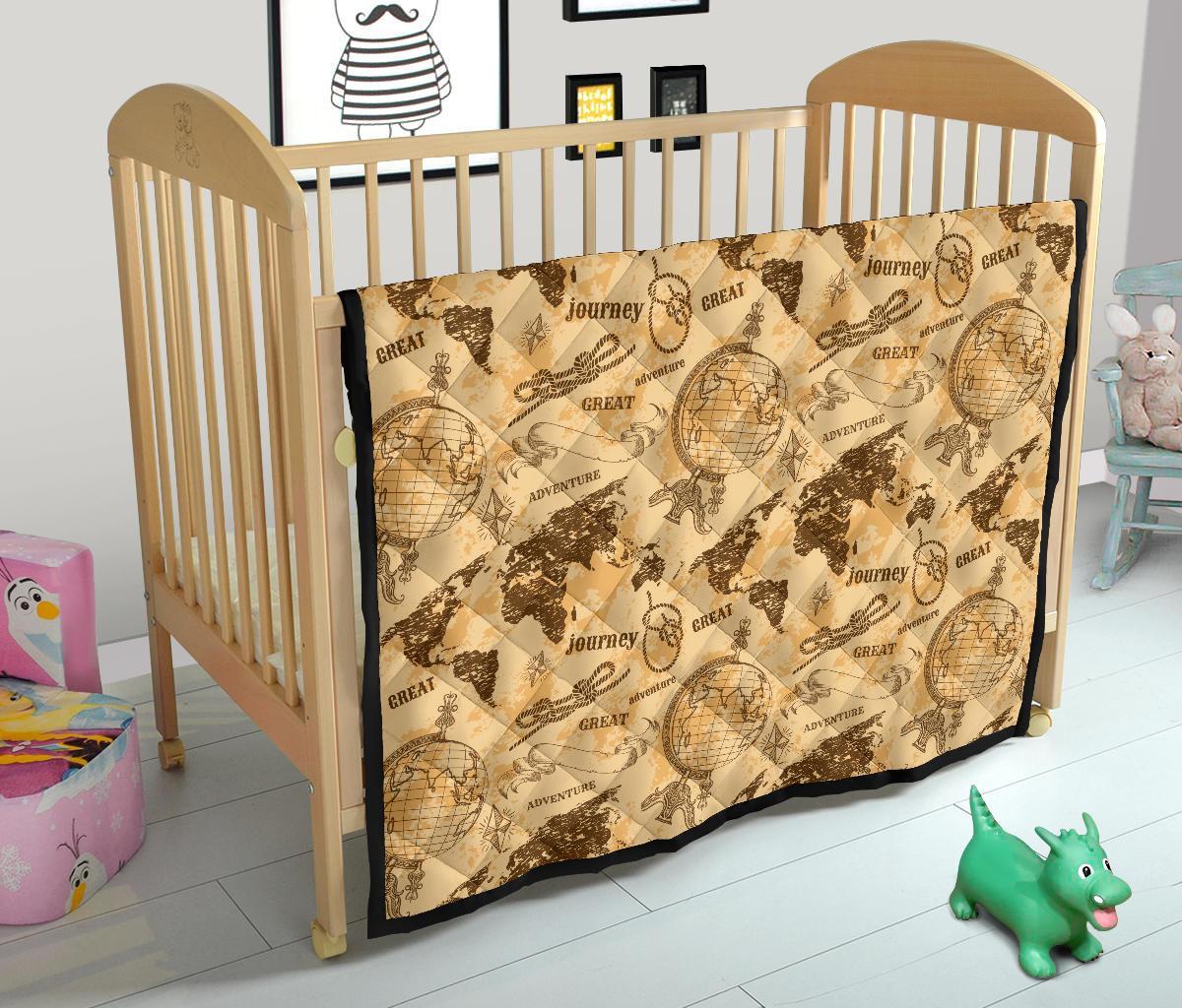 World Map Pattern Print Quilt-grizzshop